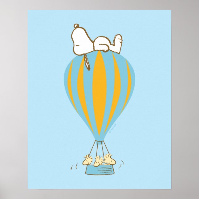 Poster cacahuètes | Snoopy & Woodstock Hot Air Balloon (Devant)