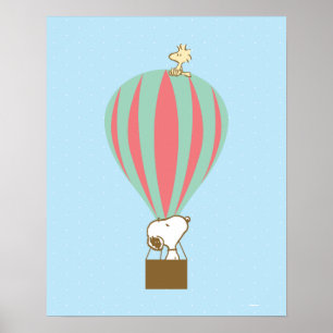 Poster cacahuètes   Snoopy & Woodstock Hot Air Balloon