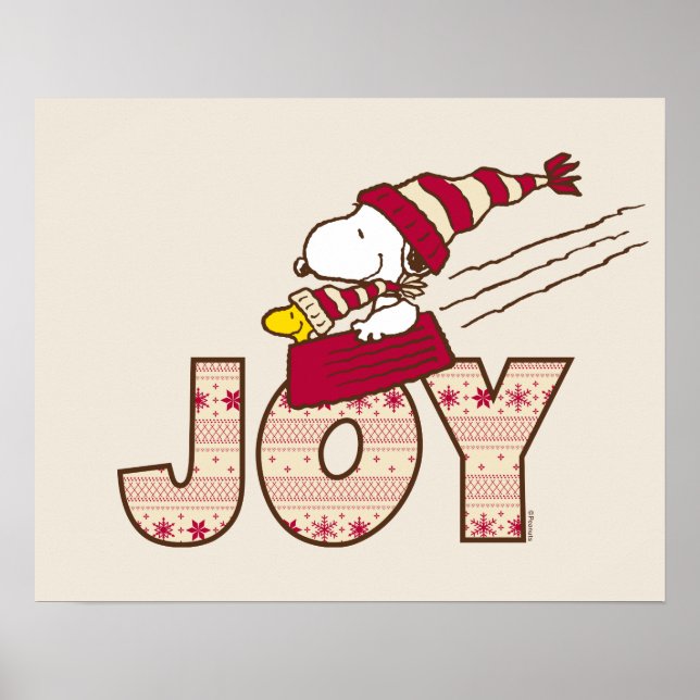 Poster cacahuètes | Snoopy & Woodstock Joy Sled Ride (Devant)