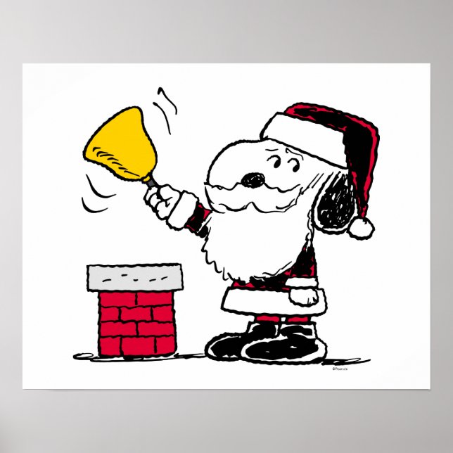 Poster cacahuètes | Snoopy & Woodstock Père Noël Bell Rin (Devant)