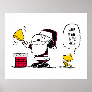 Poster cacahuètes   Snoopy & Woodstock Père Noël Bell Rin