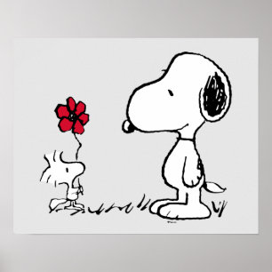 Poster cacahuètes   Snoopy & Woodstock Rouge & Noir