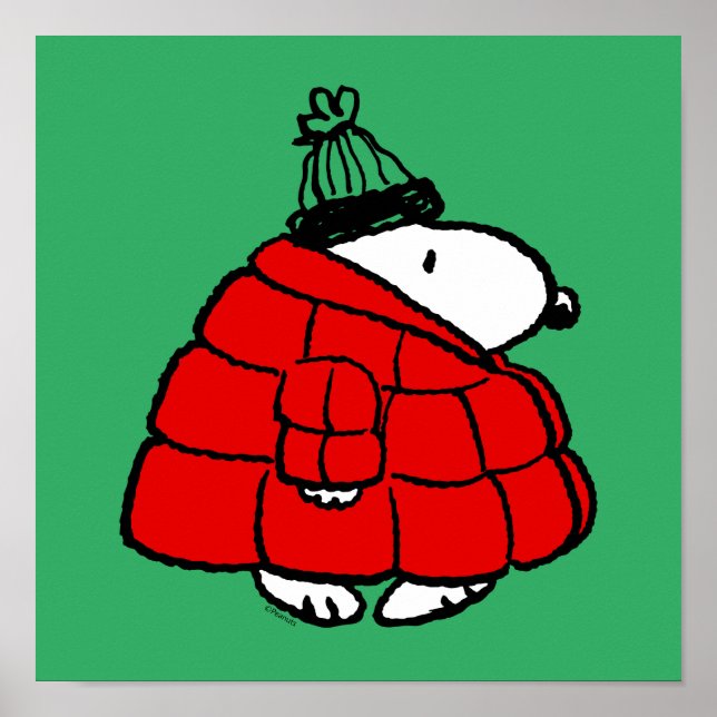 Poster cacahuètes | Veste Snoopy Red Puffer (Devant)