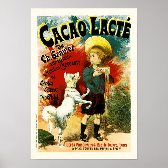 Poster CACAO LACTE Lait Chocolat Boire Vieux Français Adv (Devant)