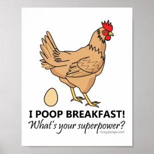 Poster Cacas de poulet petit déjeuner drôle