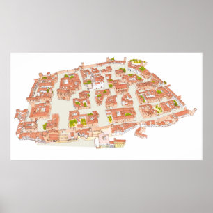 Poster Caceres Espagne. Ville médiévale