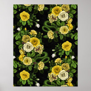 Poster Caché en rose, jaune et vert