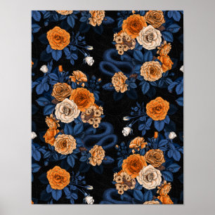 Poster Caché en rose, orange et bleu