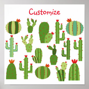 Poster Cactus à fleurs rouges agrafés Plantes Thunder_Cov