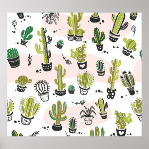 Poster Cactus à main : vintage sans soudure.