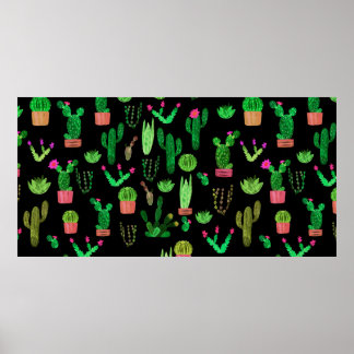 Poster Cactus aquarelle sans couture plante motif backgro