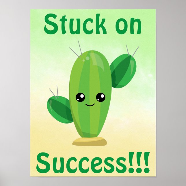 Poster Cactus Coincé sur la réussite (Devant)