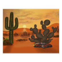 Cactus dans le desert, couleurs automne chaudes.