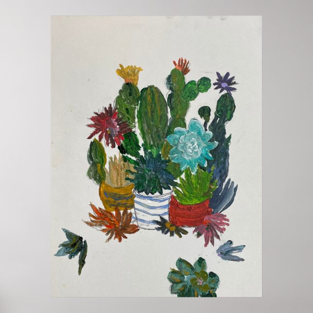 Poster Cactus dans les pots (Devant)