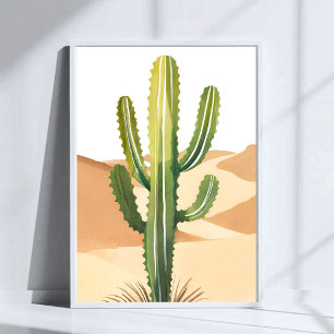Poster Cactus du désert   Cactus verts à l'aquarelle