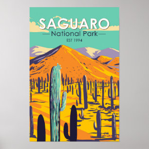 Poster Cactus du Parc national de Saguaro au printemps vi