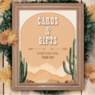 Poster Cactus du sud-ouest rustique du désert Cartes et c
