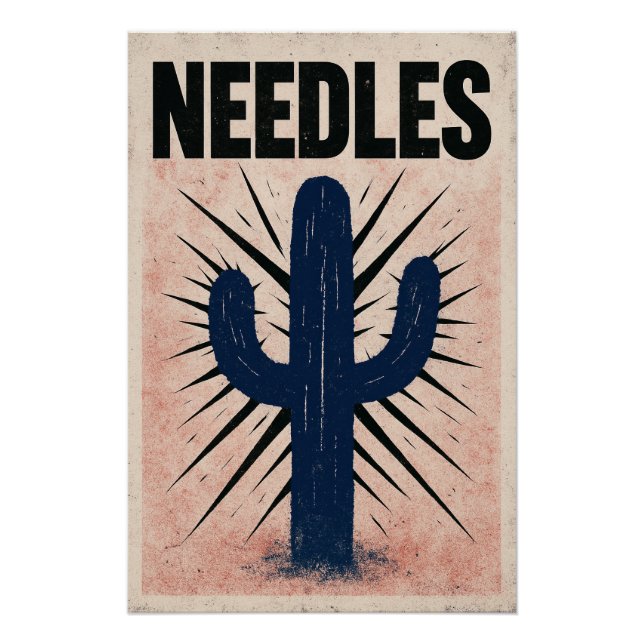 Poster Cactus et aiguilles décoratives (Devant)