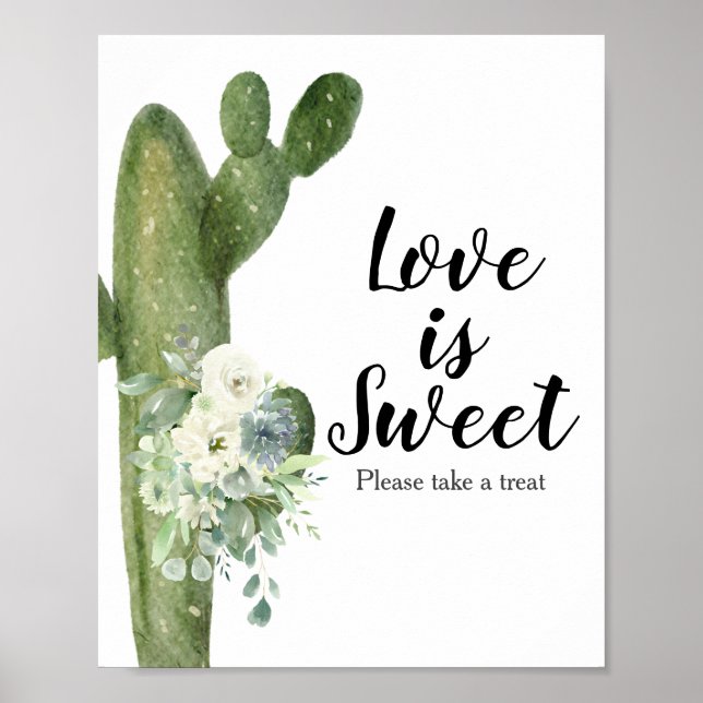 Poster Cactus Floral Taco Bout Love is Sweet Sign (Devant)