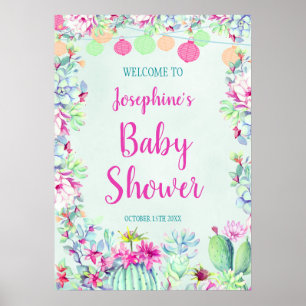 Poster Cactus Lantern Fiesta Baby shower Succulents