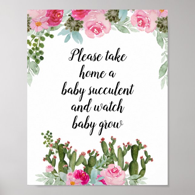 Poster Cactus Rose Floral S'Il Vous Plaît Prendre Un Bébé (Devant)