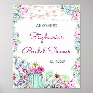 Poster Cactus Succulents Chaîne Lumières Fête des mariées