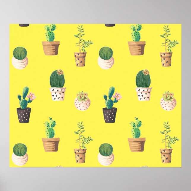 Poster Cactus Succulents de Dessert Vert dans les pots (Devant)