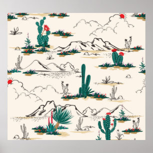 Poster Cactus Succulents : Flore Vintage du désert.