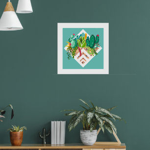 Poster Cactus & Succulents Jardin Terrarium géométrique