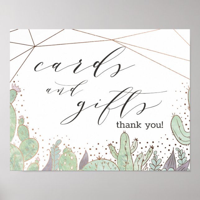Poster Cactus Terrarium Cartes et Cadeaux Panneau Mariage (Devant)