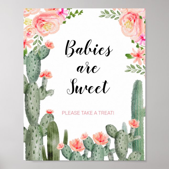 Poster Cactus Vert Les Bébés Sont Doux S'Il Vous Plaît Pr (Devant)