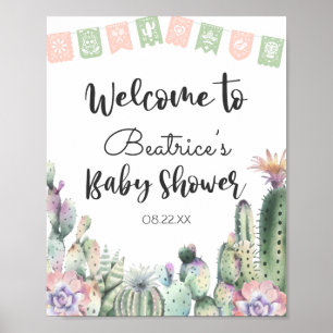 Poster Cactus vert rose Taco Bout Un Baby shower RSVP