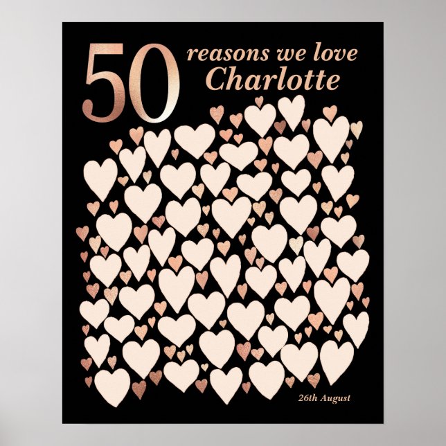 Poster Cadeau 50 Raisons de Vous Aimer - 50e Anniversaire (Devant)