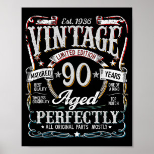 Poster Cadeau 90e anniversaire de naissance Hommes Femmes