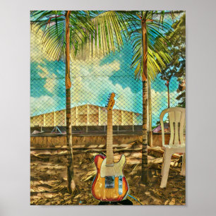 Poster cadeau amant guitare rétro