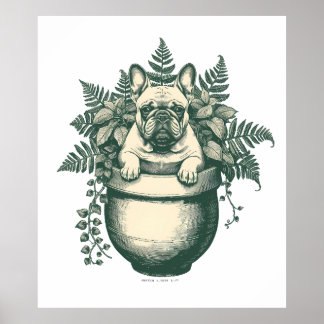 Poster Cadeau amateur de plante Bouledogue français