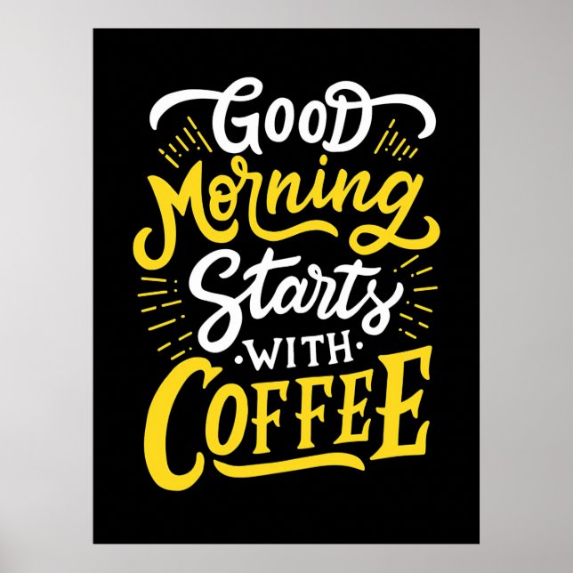 Poster Cadeau Anniversaire Bon Matin Commencer Avec Café (Devant)