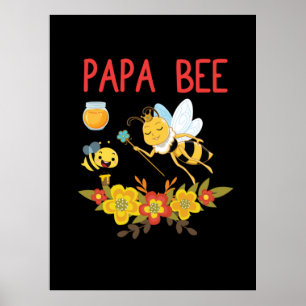 Poster Cadeau apiculteur   Papa Bee Flowers