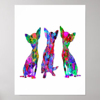 Poster Cadeau artistique coloré Chihuahua | Cadeau pour l