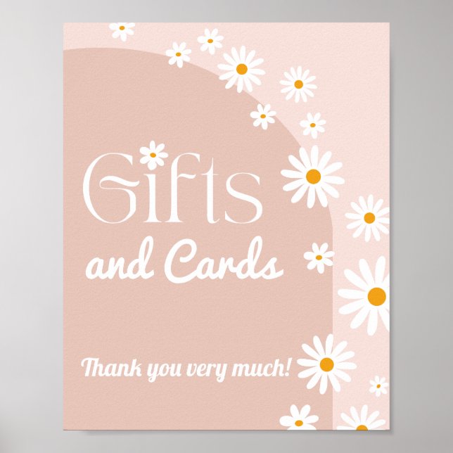 Poster Cadeau Baby Shower Fille Bohème Bébé Daisy en fleu (Devant)