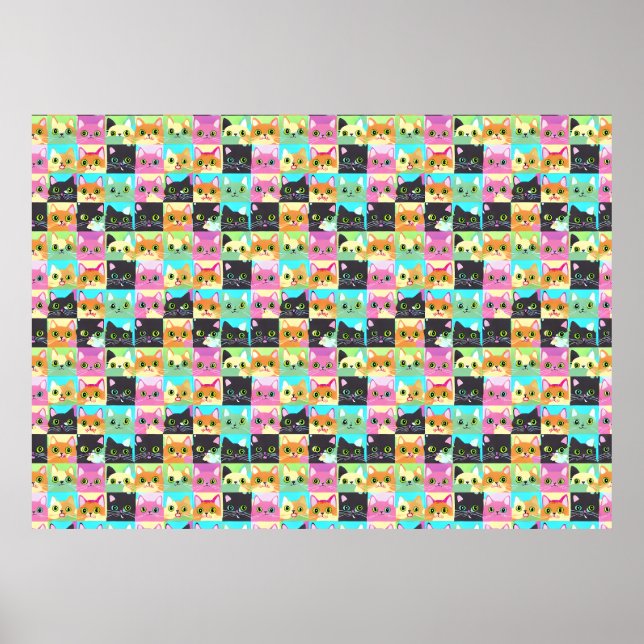 Poster Cadeau Chat | Motif de chat mignon Kawaii (Devant)