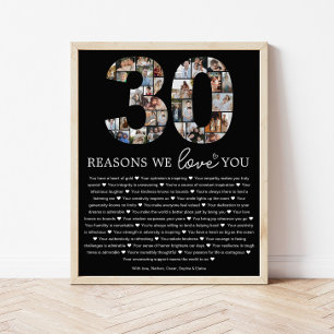 Poster Cadeau commémoratif 30 raisons pour lesquelles nou