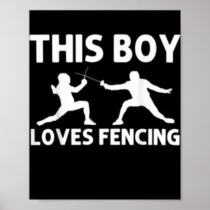Poster Cadeau cool pour clôtures pour garçons Fencer Spor