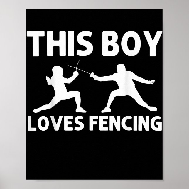 Poster Cadeau cool pour clôtures pour garçons Fencer Spor (Devant)