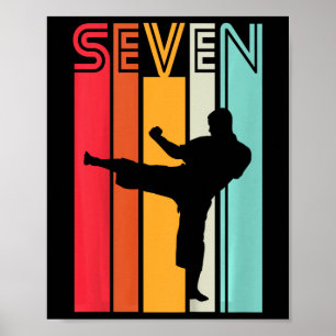 Poster Cadeau d'anniversaire 7 ans Karaté Taekwondo Rétro