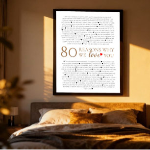 Poster Cadeau d'anniversaire 80 ans pour 80 raisons pour