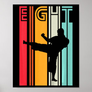 Poster Cadeau d'anniversaire 8 ans Karaté Taekwondo Rétro