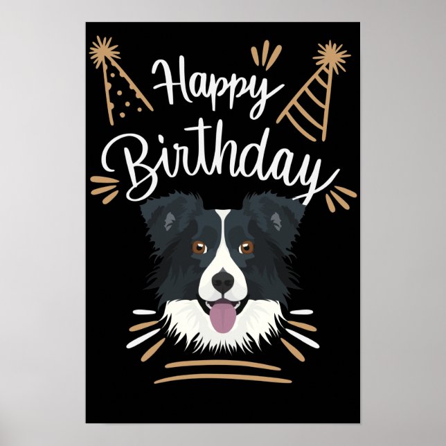 Poster Cadeau d'anniversaire Bordure Collie (Devant)