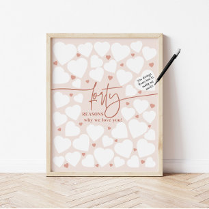 Poster Cadeau d'anniversaire Cœurs 40 Raisons pour lesque