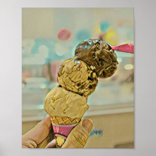 Poster Cadeau d'anniversaire de crème glacée